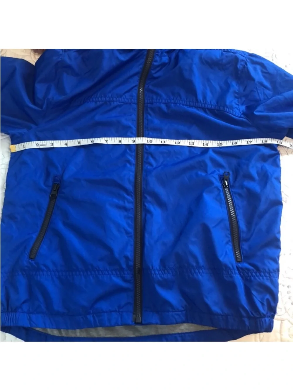 GAP Boys Blue Hooded Windbreaker Jacket Size Large